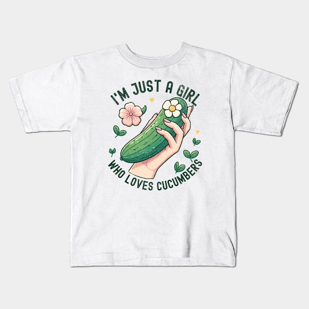 Just A Girl Who Loves Cucumbers Kids T-Shirt by BeanStiks